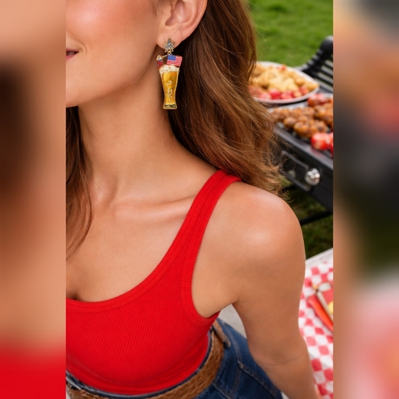 Maurices Jewelry - 🇺🇲 Maurices Gold and Red Patriotic Earrings